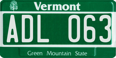 VT license plate ADL063