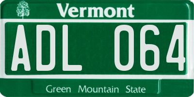 VT license plate ADL064
