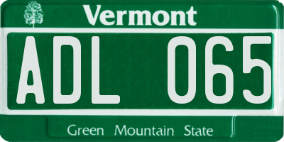 VT license plate ADL065