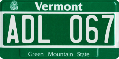 VT license plate ADL067
