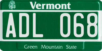 VT license plate ADL068