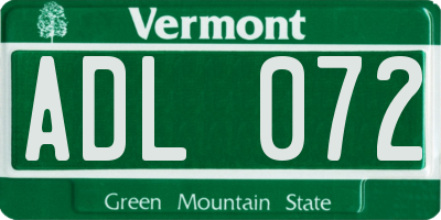 VT license plate ADL072