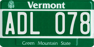 VT license plate ADL078