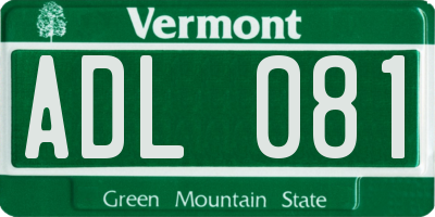 VT license plate ADL081