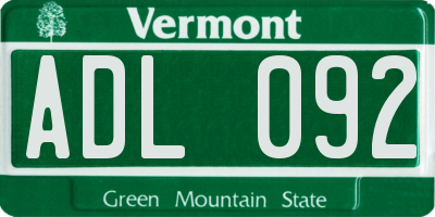VT license plate ADL092