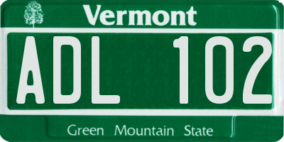 VT license plate ADL102
