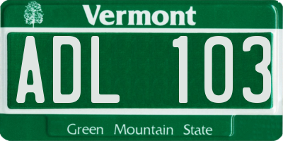 VT license plate ADL103