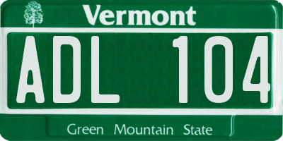 VT license plate ADL104