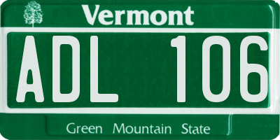 VT license plate ADL106