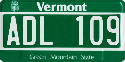 VT license plate ADL109