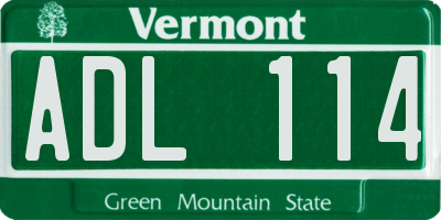 VT license plate ADL114