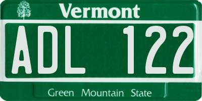 VT license plate ADL122