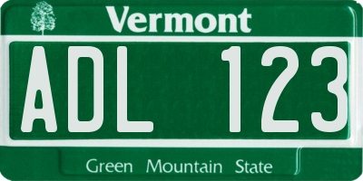VT license plate ADL123