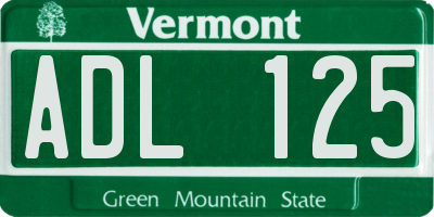 VT license plate ADL125