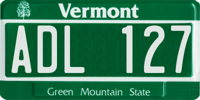 VT license plate ADL127