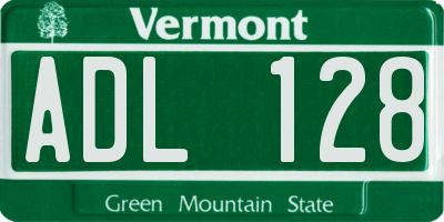 VT license plate ADL128