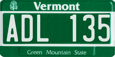 VT license plate ADL135