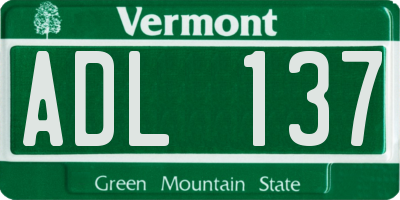 VT license plate ADL137