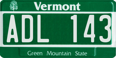 VT license plate ADL143