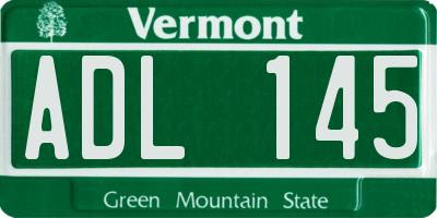 VT license plate ADL145