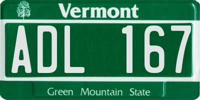 VT license plate ADL167