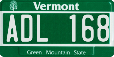 VT license plate ADL168