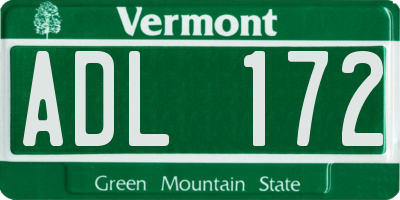 VT license plate ADL172
