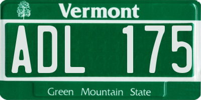 VT license plate ADL175