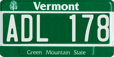 VT license plate ADL178