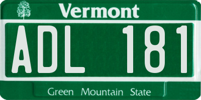 VT license plate ADL181