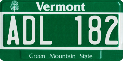 VT license plate ADL182