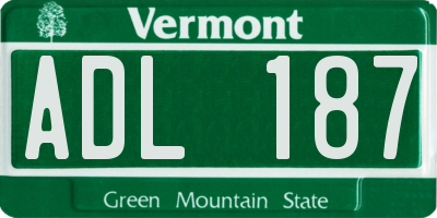 VT license plate ADL187