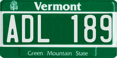 VT license plate ADL189
