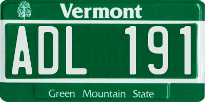 VT license plate ADL191