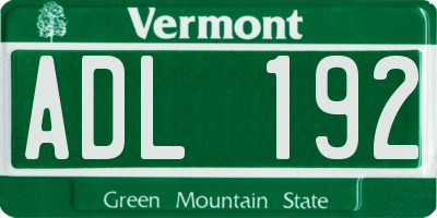 VT license plate ADL192
