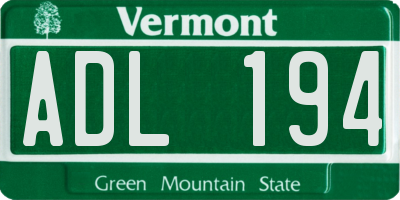 VT license plate ADL194