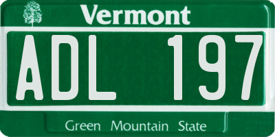 VT license plate ADL197