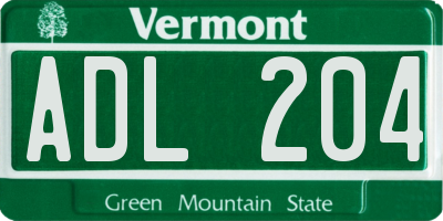 VT license plate ADL204