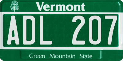 VT license plate ADL207