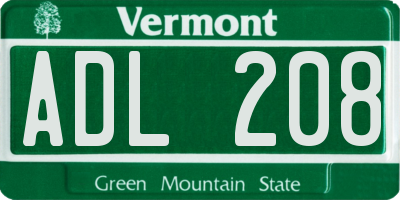 VT license plate ADL208