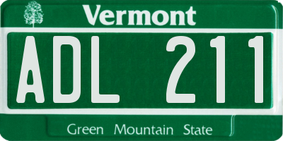 VT license plate ADL211