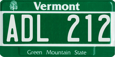 VT license plate ADL212