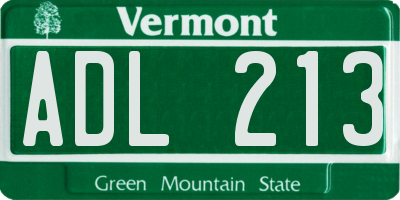 VT license plate ADL213
