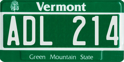 VT license plate ADL214