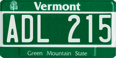 VT license plate ADL215