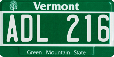 VT license plate ADL216