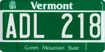 VT license plate ADL218