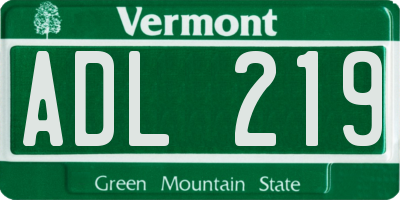 VT license plate ADL219