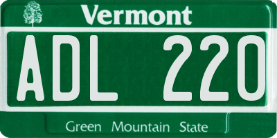 VT license plate ADL220