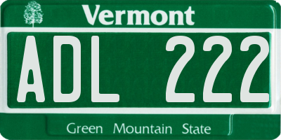 VT license plate ADL222